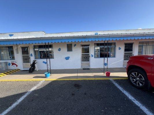Front door to the Maverick Motel.