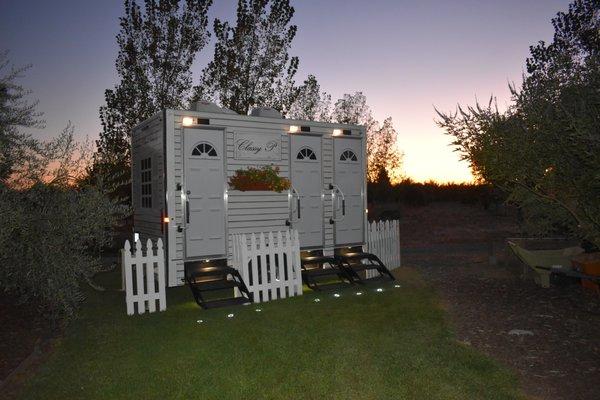 Our cottage theme restrooms will fit in at any venue