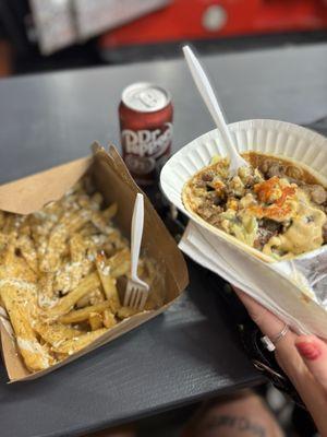 Greek Fries and Lamb Gyro