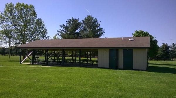 shelter with tables, grill, and rest rooms