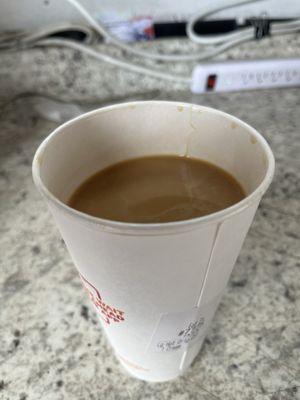 Large coffee 3/4 full making it a medium coffee.