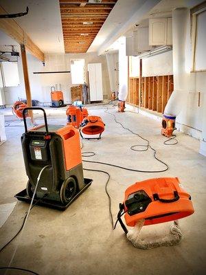 Water damage in Dayton, Nv. Toilet supply line failed and flooded bathroom and garage.