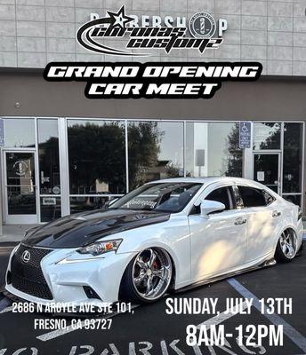 Grand Opening 7/13/25 Come enjoy family atmosphere and fun, vendors, raffles and cars!