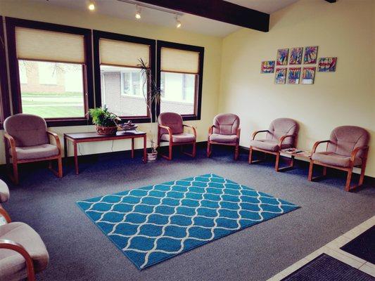 A glimpse of our waiting room, you won't sit here long!