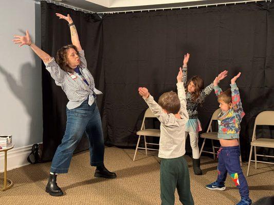 Katie and our kids in action