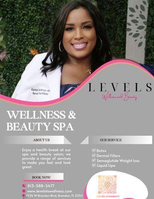Levels Wellness and Beauty where beauty is enhanced.