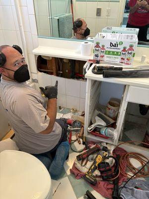 Bathroom leak in the wall.