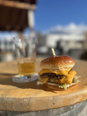 Double Burger with freshly ground american wagu beef patty!