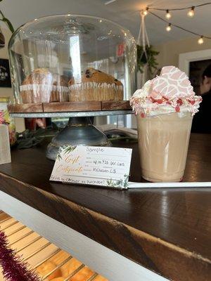 Strawberry & vanilla valentine's day drink coffee