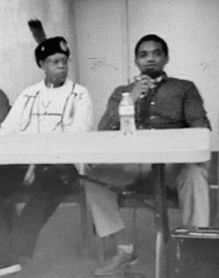 Two Clouds speaking at the United Nations, explaining the plight of the Ramapough.