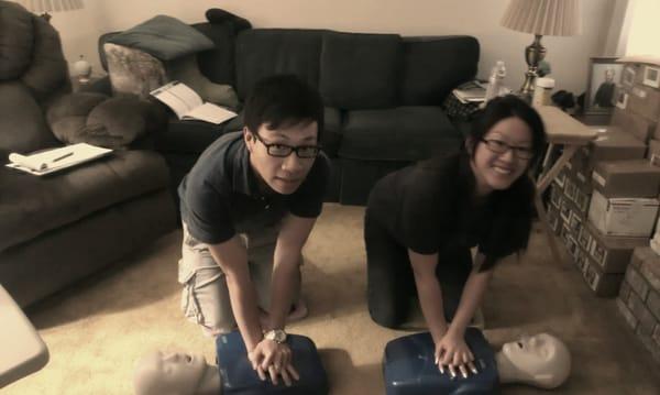 Double date night with Larry and Joe. Lucky for them, we just got CPR, AED, and First Aid certified.