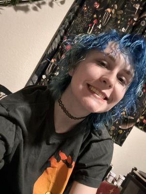 Blue hair and style from Brittany