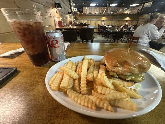 Cheese Burger with a side of fries