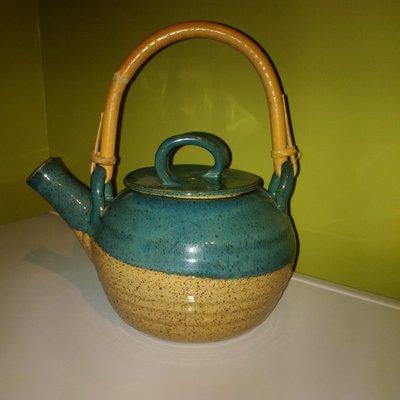This a a beautiful, one of a kind tea pot that Jim & his wife crafted.