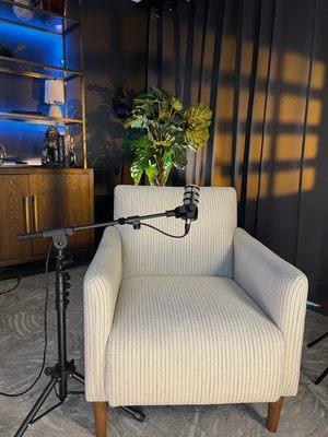 Single comfy chair with afternoon/sunset lighting