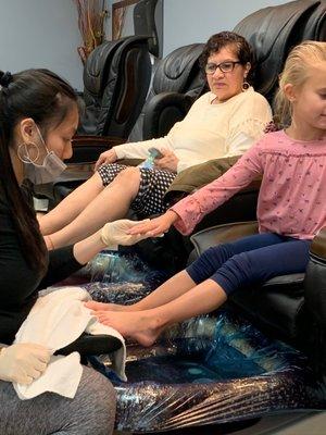 Again, granddaughter getting a pedicure by Trish