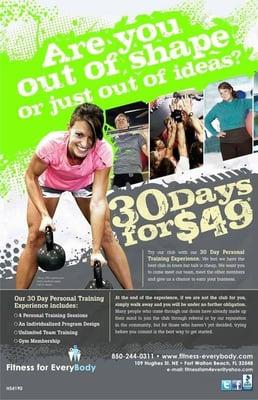 Come try us for 30 Days! We would love to have you as part of our Family!