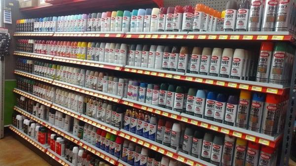 Our paint department offers a variety of spray paints in different colors and brands.