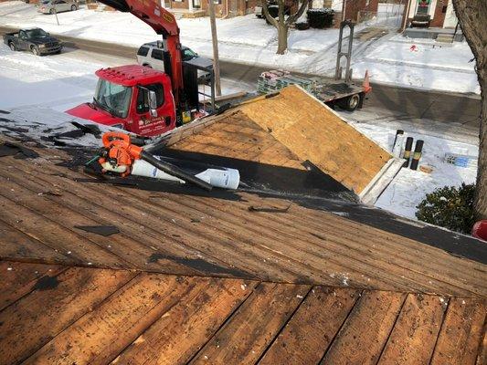 tear off wood replacement re roof