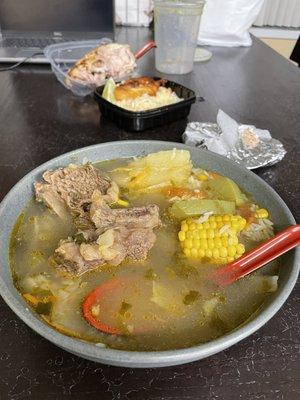 The beef soup and the chicken soup are amazing I get it weekly