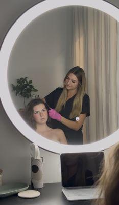 Removing buildup from the scalp