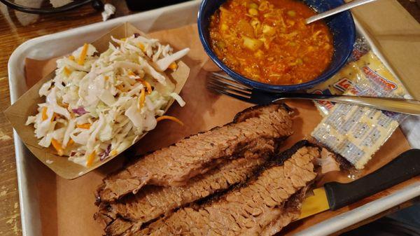 Brisket (moist) coleslaw, Brunswick stew