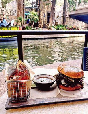 Burger Week 2023 at the River's Edge Cafe + Patio Bar! Birria Smash Burger. Round 2!