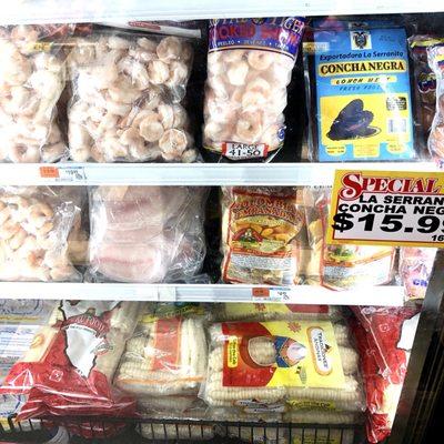 Frozen shrimp, corn, concha