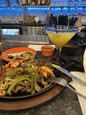 Fajitas Combo steak and shrimp with ultimate Margarita