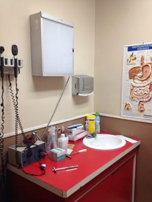 One of patient room (table and sink), you can't hear outside conversations when door is closed