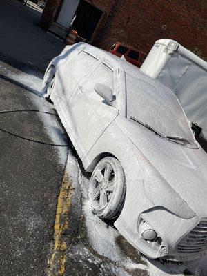 A foam bath is the best way to insure no harm is being dealt to your vehicle in the washing process!