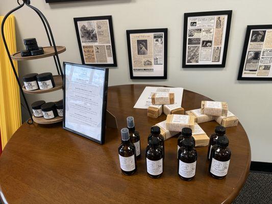 Locally made soaps and oils