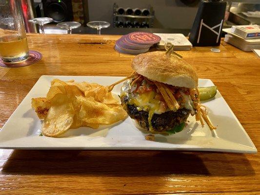 Vegan burger with Santa Fe setup. Crazy good.