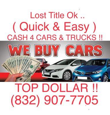 WE BUY CARS & RVS