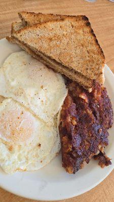 Eggs,hash and toast