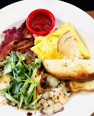 Two pieces of bacon Scrambled eggs