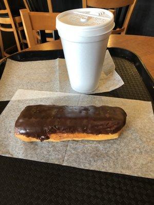 Chocolate Long John & Medium Coffee.