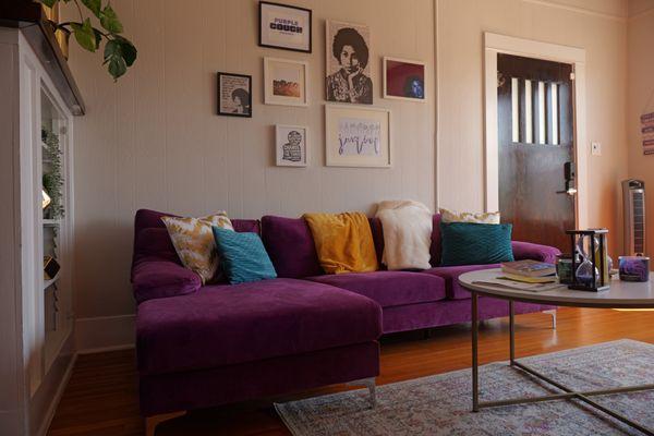 Come sit on the Purple Couch.