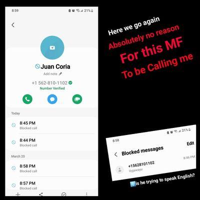 Here's this mf knowing I'm married,calling me again for no fking reason . ASCO! 03/31/23