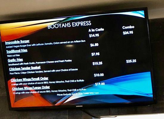 Express menu - but they also have another burgers and sandwich menu
