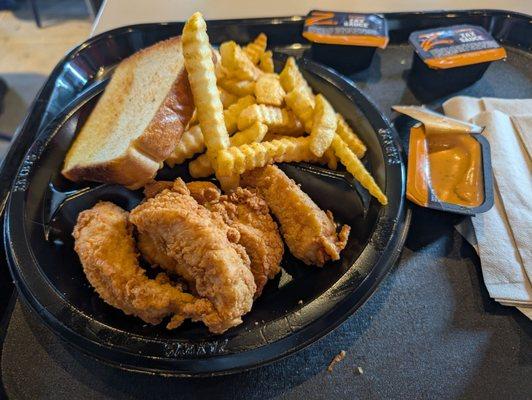 My 5-piece tender meal minus the coleslaw.