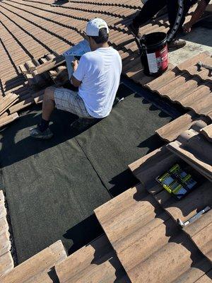 Tile roof leak repair