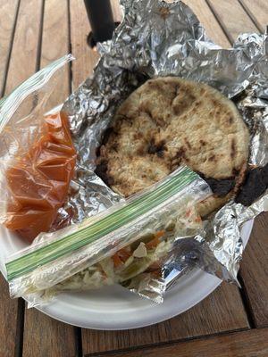 Pupusa stuffed with bean and pork (4 stars)