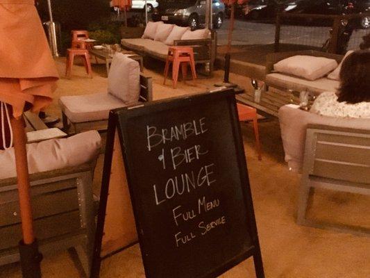 Outdoor beer lounge. Food can be ordered here.