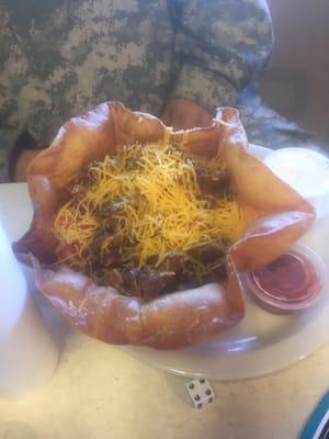 Taco salad with beef and my buddy says it's good!