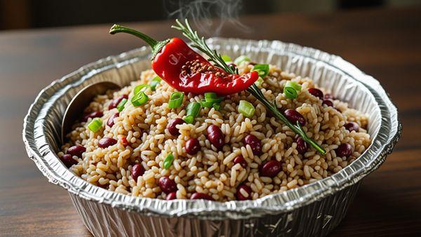 Jamaican style Rice and Peas cooked in coconut milk
