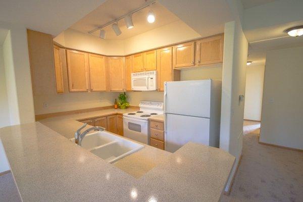 Some of the kitchens have an extra window in the middle of the cabinet.  All kitchens have a lazy susan in the corner lower cabinet.