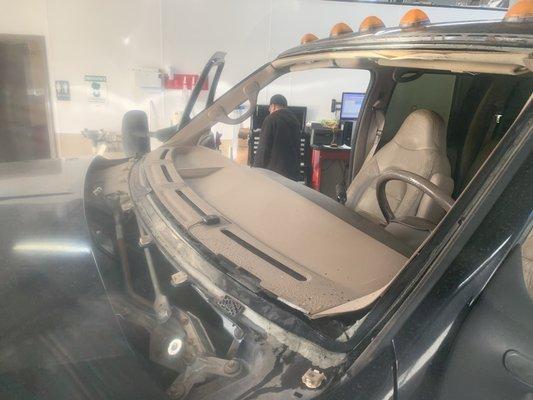 Glass is out, now they're gonna clean the area!