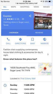 Google, Express, & First Colony websites list hours 11am. They didn't open till 12pm..