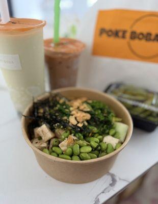 Tofu Poke with Boba Tea (L)
